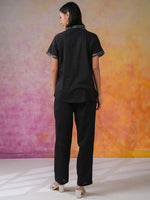 Black Floral Printed Cotton Co-ords Set - SanskrutiHomes 