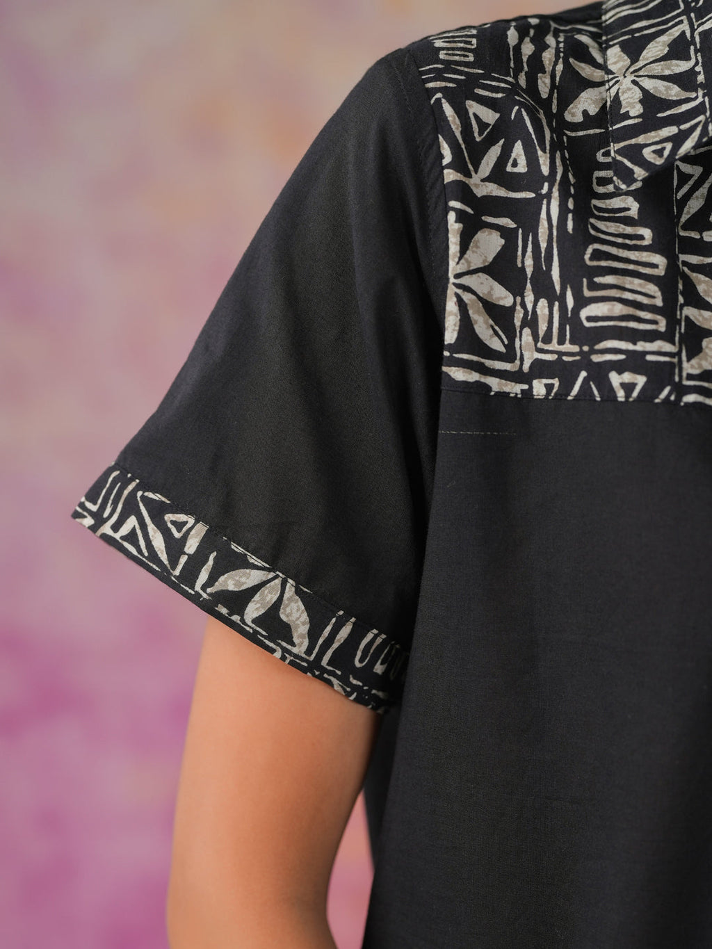 Black Floral Printed Cotton Co-ords Set - SanskrutiHomes 