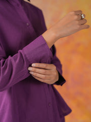 Purple Color Solid Print Cotton Co-ords Set - SanskrutiHomes 