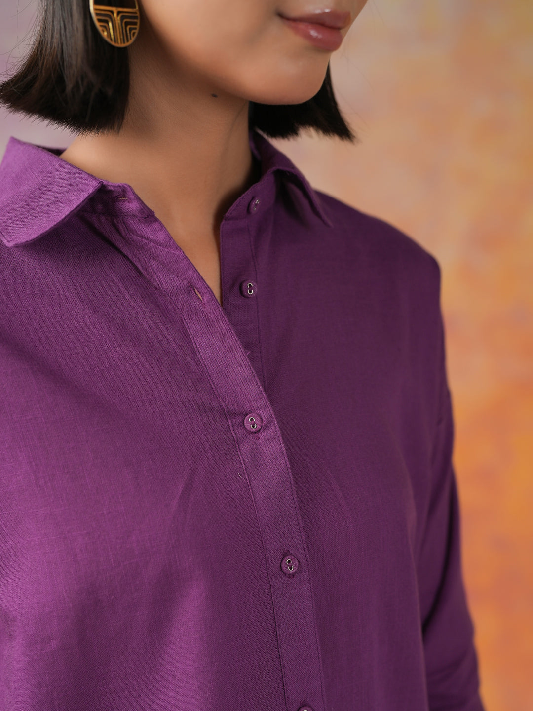 Purple Color Solid Print Cotton Co-ords Set - SanskrutiHomes 