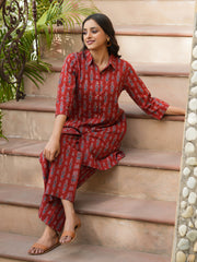 Red Pure Cotton Night Suit