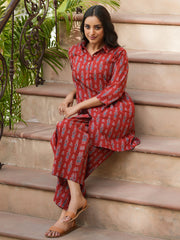 Red Pure Cotton Night Suit
