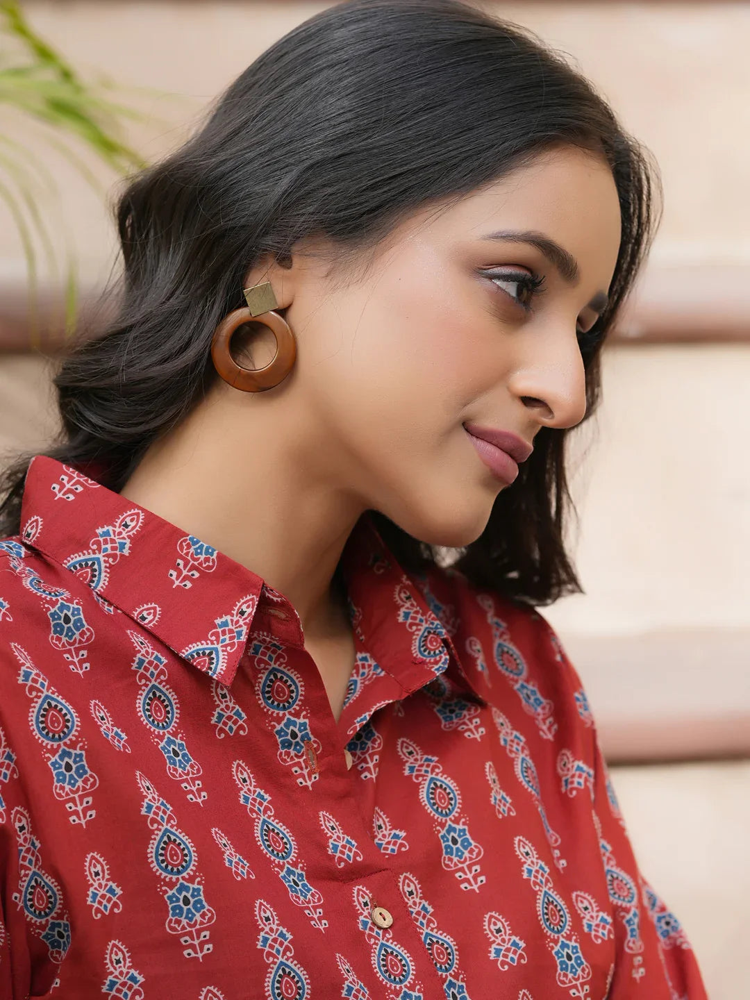 Red pure cotton co-ord set - SanskrutiHomes 