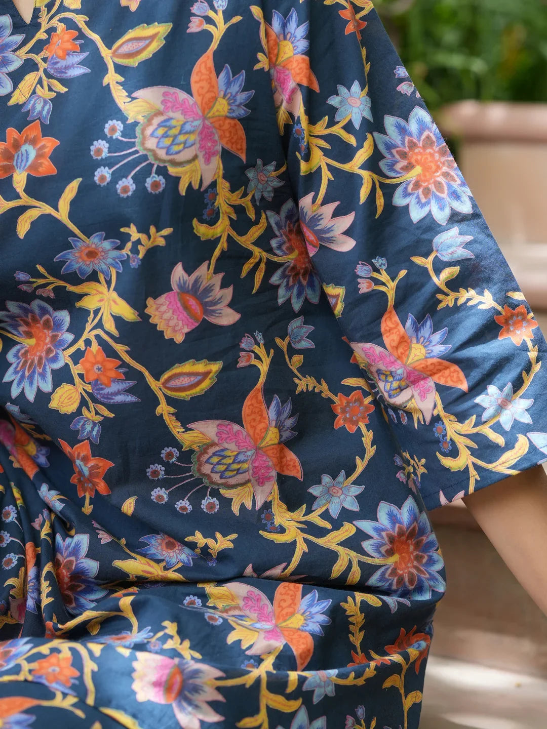 Blue cotton printed loungewear set - SanskrutiHomes 