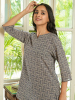 Grey abstract cotton loungewear set - SanskrutiHomes 