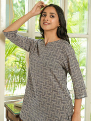 Grey abstract cotton loungewear set - SanskrutiHomes 
