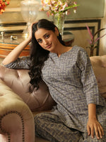 Grey abstract cotton loungewear set - SanskrutiHomes 