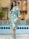 Green tropical print kimono robe - SanskrutiHomes 