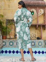 Green tropical print kimono robe - SanskrutiHomes 