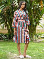 Multi-color Cotton printed kimono robe - SanskrutiHomes 