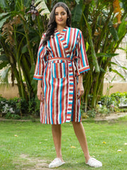 Multi-color Cotton printed kimono robe - SanskrutiHomes 