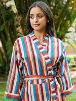 Multi-color Cotton printed kimono robe - SanskrutiHomes 