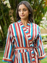 Multi-color Cotton printed kimono robe - SanskrutiHomes 