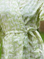 Green Cotton printed kimono robe - SanskrutiHomes 