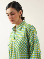 Green Color Check Printed Cotton Co-ords Set - SanskrutiHomes 