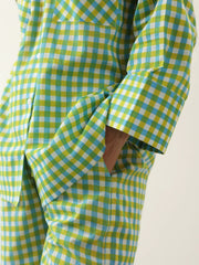 Green Color Check Printed Cotton Co-ords Set - SanskrutiHomes 