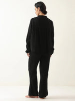Black Color Round Neck Pure Cotton Co-ords Set for Women - SanskrutiHomes 
