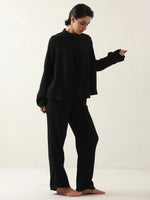 Black Color Round Neck Pure Cotton Co-ords Set for Women - SanskrutiHomes 