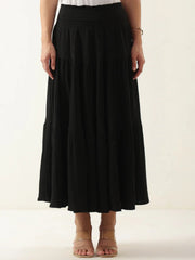 Black Pure Cotton Solid Skirt for Women and Girls - SanskrutiHomes 