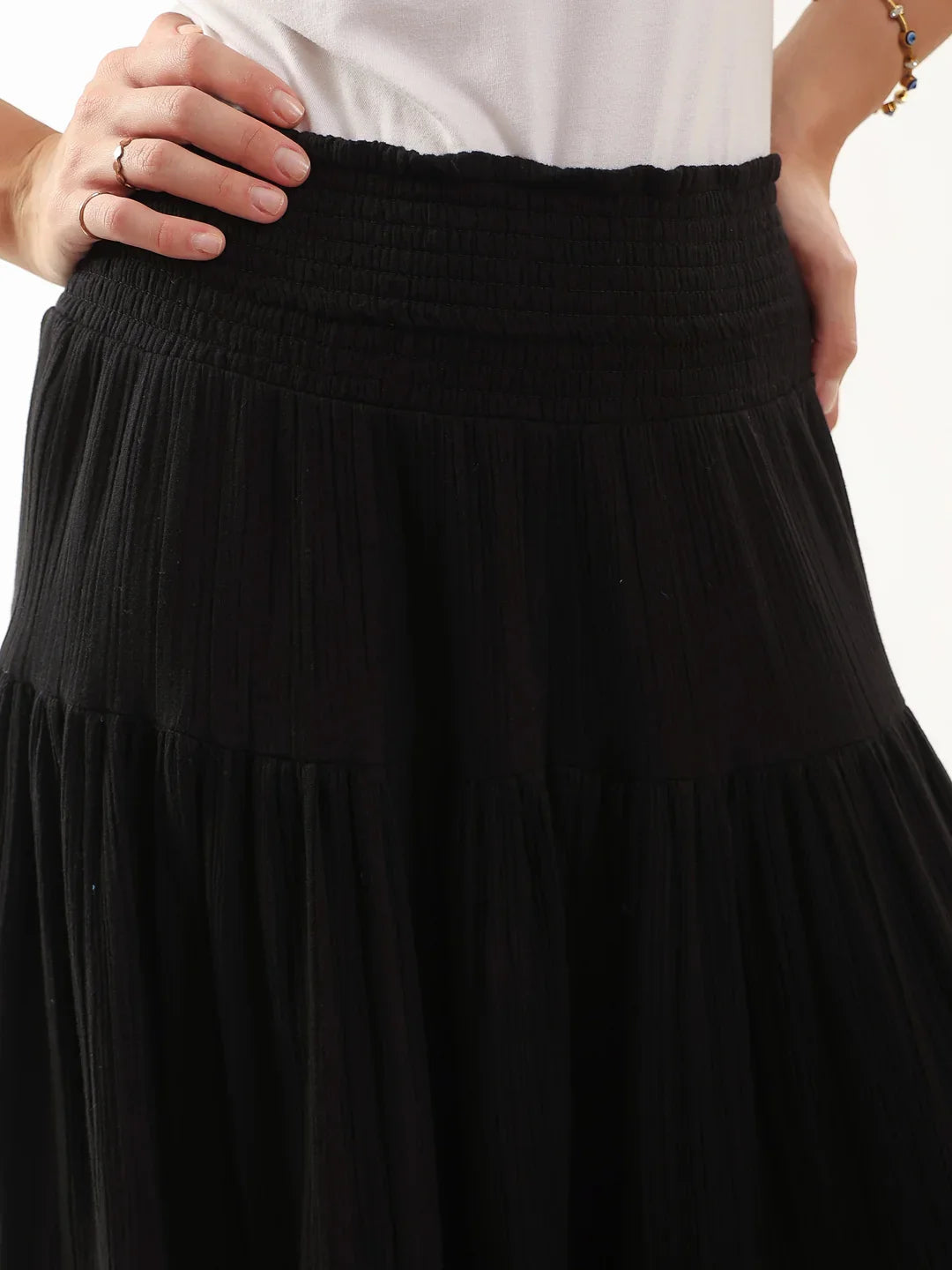 Black Pure Cotton Solid Skirt for Women and Girls - SanskrutiHomes 
