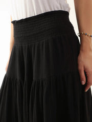 Black Pure Cotton Solid Skirt for Women and Girls - SanskrutiHomes 