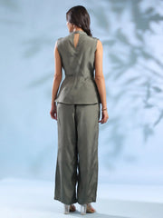 Grey Crossover Solid Winter Co-ord Set for Women - SanskrutiHomes 
