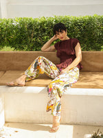 Brown Round Neck Pure Cotton Top Solid Co-ords Set for Women - SanskrutiHomes 