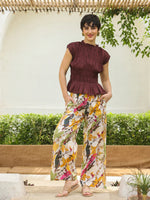 Brown Round Neck Pure Cotton Top Solid Co-ords Set for Women - SanskrutiHomes 