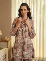 Green Shirt Collar Pure Cotton Tunic Printed Co-Ords Set For Women