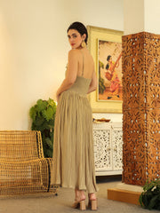 Grey Solid V-Neck Dress For Women