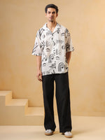 White V-Neck Pure Cotton Top Printed Co-ords Set for Women - SanskrutiHomes 