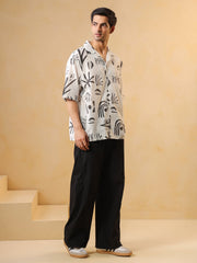 White V-Neck Pure Cotton Top Printed Co-ords Set for Women - SanskrutiHomes 