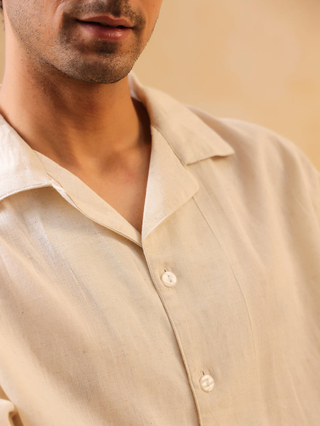 Off White Shirt Collar Pure Cotton Shirt Printed Co-ords Set for Women - SanskrutiHomes 