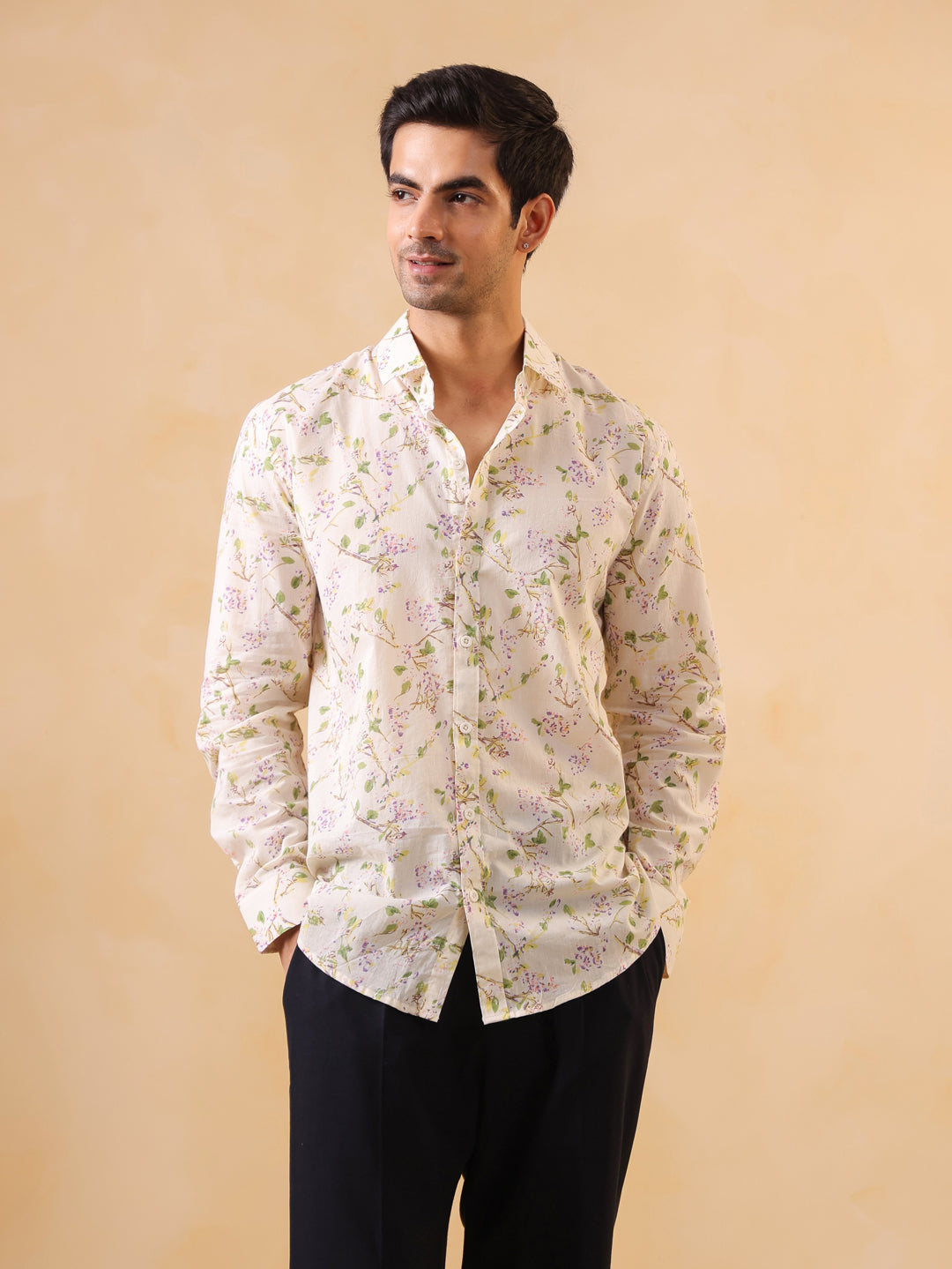 Red V-Neck Pure Cotton Printed Co-ords Set for Women - SanskrutiHomes 