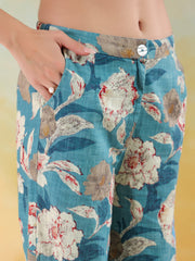 Blue Color Mandarin Collar Printed co-ords set for women - SanskrutiHomes 
