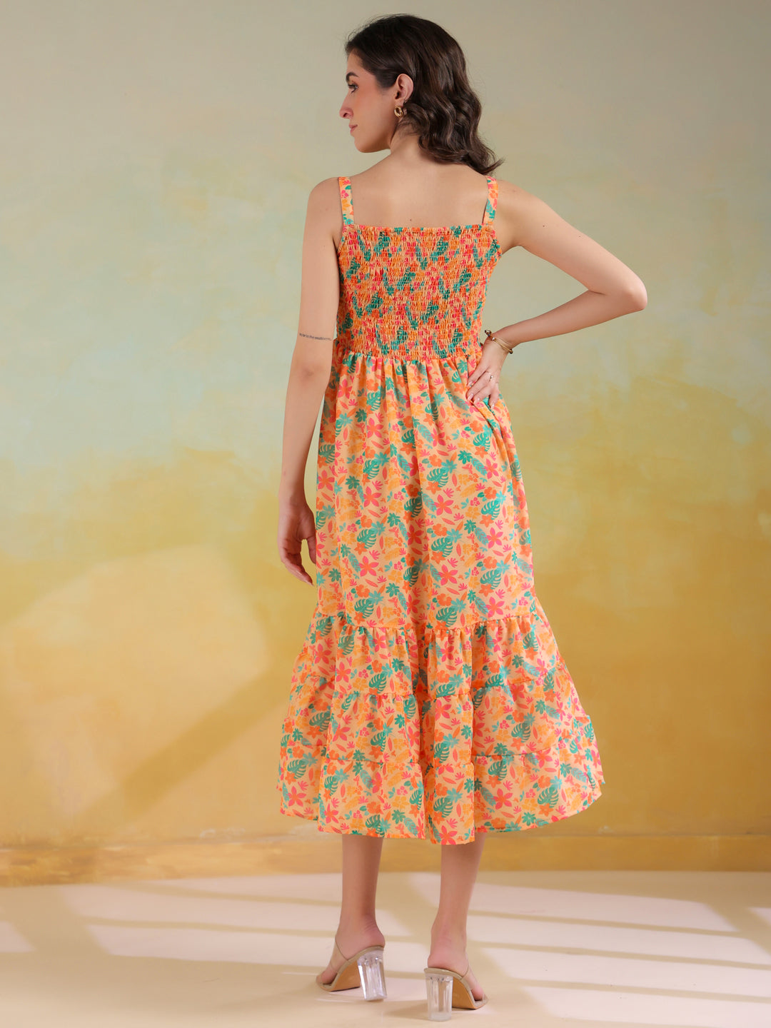 Pink Color Floral Printed dress for women - SanskrutiHomes 