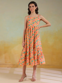 Pink Color Floral Printed dress for women - SanskrutiHomes 