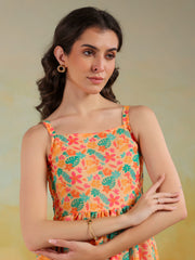 Pink Color Floral Printed Dress For Women