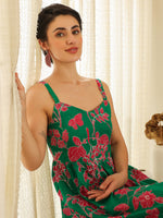 Grey Cotton Printed Sweetheart Neck Dress for Women - SanskrutiHomes 