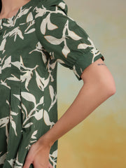 Green Color Round Neck Printed co-ords set for women - SanskrutiHomes 