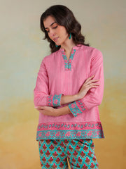 Pink Color Stripes Printed Co-ords Set - SanskrutiHomes 