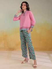 Pink Color Stripes Printed Co-Ords Set