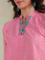 Pink Color Stripes Printed Co-ords Set - SanskrutiHomes 