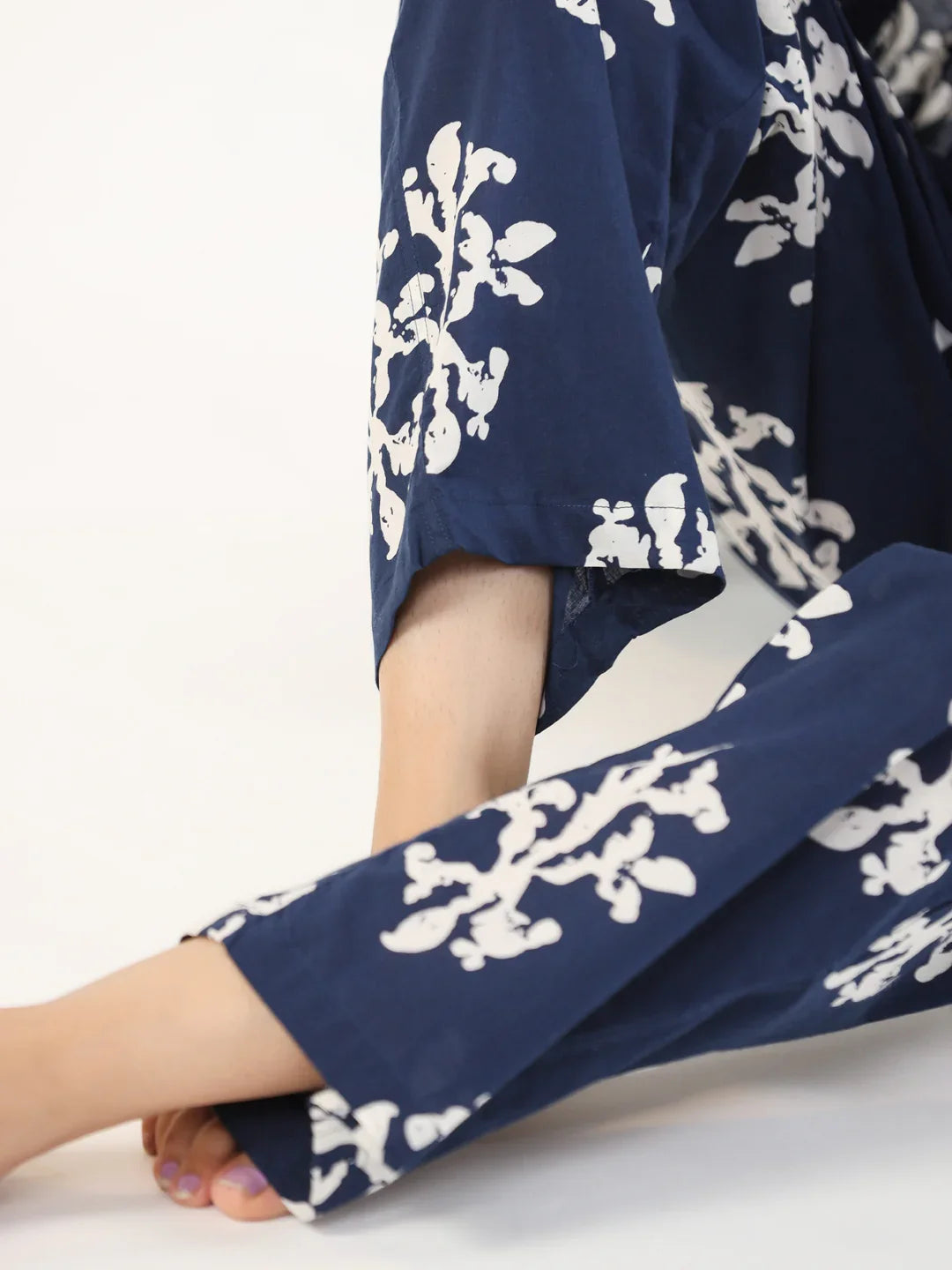 Indigo booti 3 pc Night Suit Set with Pyjama - SanskrutiHomes 