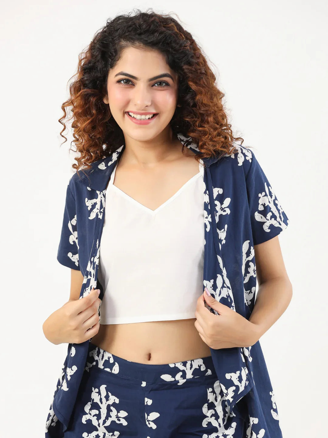 Indigo booti 3 pc Night Suit Set with Pyjama - SanskrutiHomes 