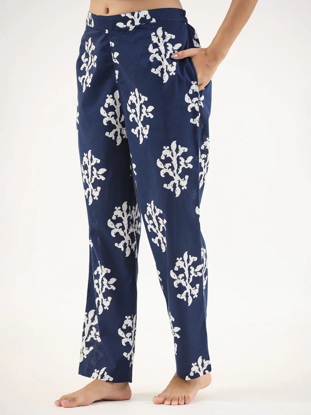 Indigo booti 3 pc Night Suit Set with Pyjama - SanskrutiHomes 