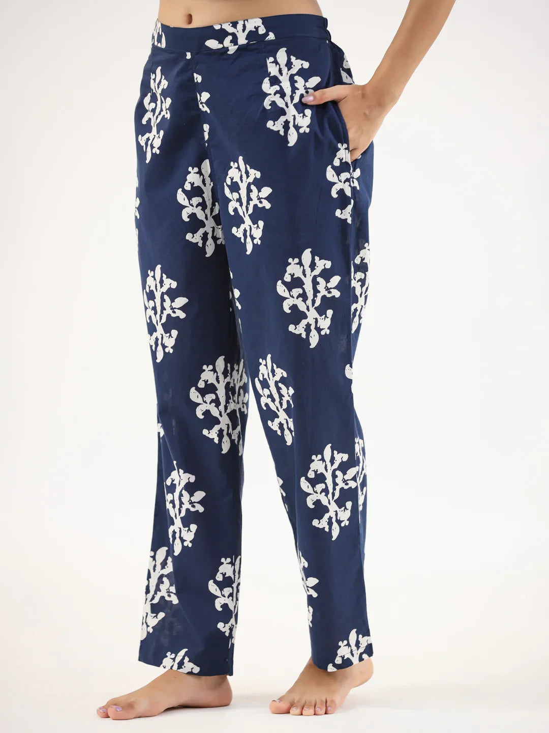 Indigo booti 3 pc Night Suit Set with Pyjama - SanskrutiHomes 