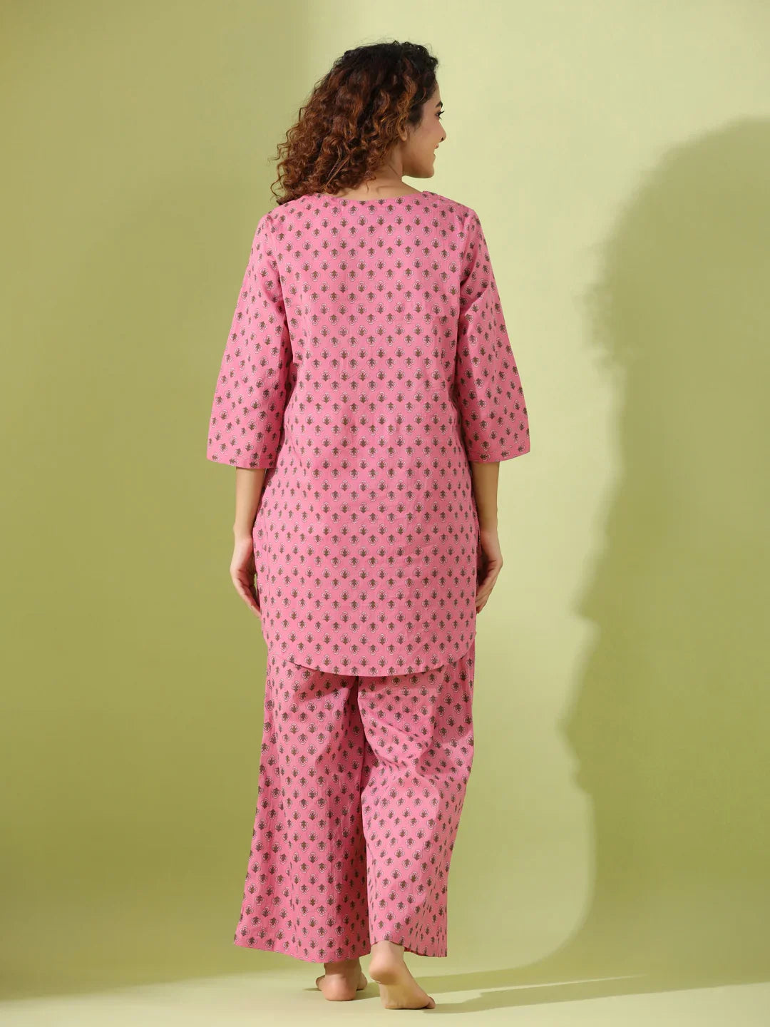 Cotton Booti print loungewear set - SanskrutiHomes 