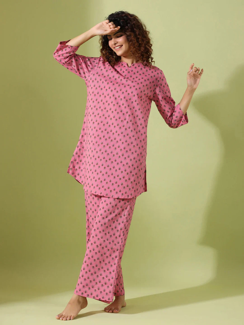 Cotton Booti print loungewear set - SanskrutiHomes 