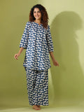 Blue panda print loungewear set - SanskrutiHomes 